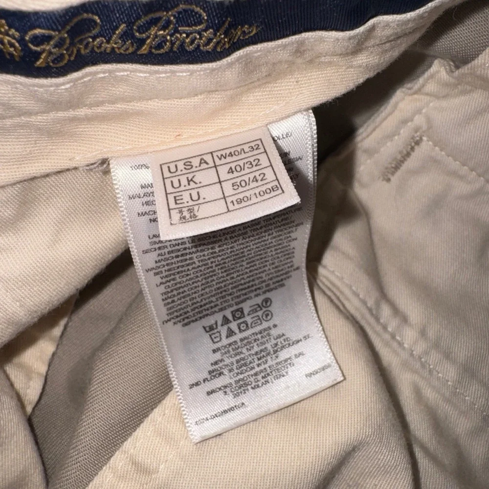 Brooks Brothers Advantage Chino Milano Khaki Pants Mens 40x32 Tan Cotton